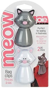 joie 2pc meow cat-themed bag clips set – purrfect for sealing in freshness