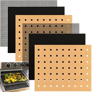 WMKGG 6 Pack Air Fryer Oven Liners Set, 9 x 11 Inch Reusable Non-Stick Toaster Oven Mats Compatible with Cuisinart, Breville, Ninja Foodi, Kalorik, Emeril Lagasse