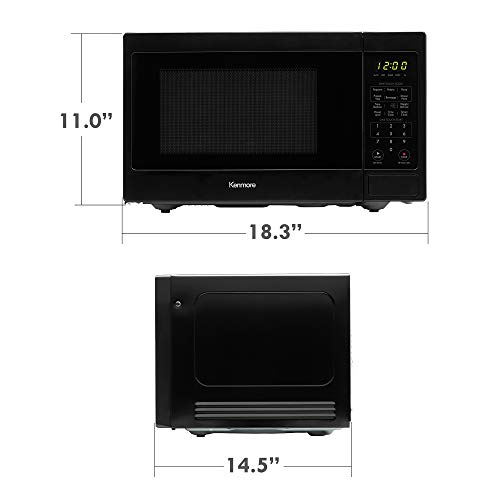 Kenmore 70929 0.9 cu. ft Small Compact 900 Watts 10 Power Settings, 12 Heating Presets, Removable Turntable, ADA Compliant Countertop Microwave, Black