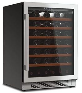 ca’lefort 24 inch wine cooler, 54 bottle wine fridge single zone with modern touch intelligent digital 40°-65°f low noise, wine cooler refrigerator built in or freestanding for home kitchen