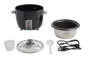servappetit 8 cup rice cooker for any size meal, dishwasher safe, removable pot and lid, non-stick coating, black