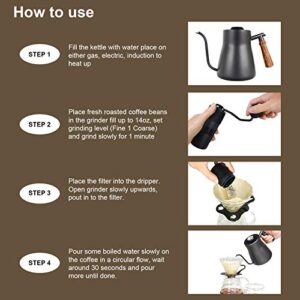 SOTECH Pour Over Coffee Maker Set Coffee Kettle Scale Ceramic Server Ceramic Dripping Cup Bean Grinder Filter Paper Ceramic Cup ALL in 1 Portable Metal Box for Traveling