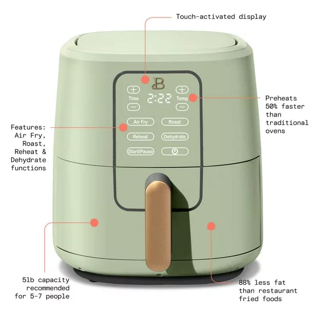 Beautiful 6 Quart Touchscreen Air Fryer, Sage Green by Drew Barrymore