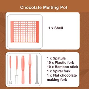 Chocolate Melting Pot Electric Fondue Melter Machine Set with Mold DIY Pink Stainless Steel Plastic Home Candy Chocolate Making Melting Pot Kitchen Tool Double-pot