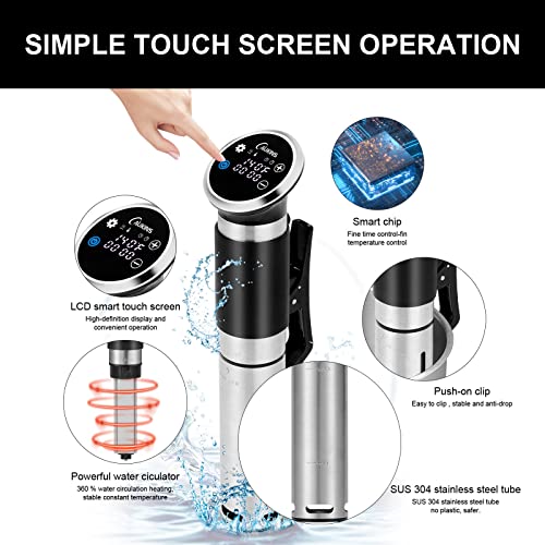 CAUKINS Sous Vide Machine Precision Cooker：Sous Vide Cooker 1100 Watts Immersion Sous Vide Low Temperature Cooker Immersion Circulator for Sous Vide