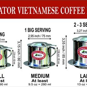 AMT 9.5 OZ Vietnamese Coffee Maker, 1 Big Serving, Screw Down Phin Coffee Vietnamese Coffee Filter Vietnam Coffee Dripper for making Vietnamese Style at Home Office (8, Handle)