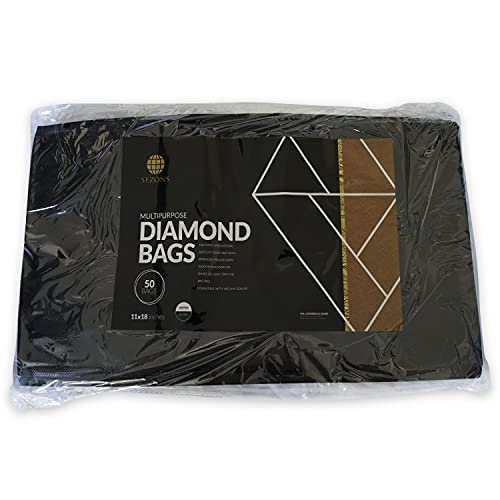 SEZONS - Diamond Bags - Black/Clear - Vacuum Sealing bags 5mil - 50 bags (11x18, Black/Clear)