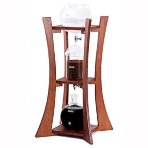 kaldin dutch cold brew coffee iced coffee maker for 15 people 1500ml wooden tower home drip dutch machine (dark brown)