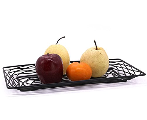 YUPHOO 2PCS Fryer Basket Metal French Fires Basket Black Rectangle Bread Basket Fruit Wire Basket Present Chip Food, Fruit, Table Serving