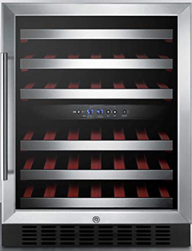 Summit SWC530BLBISTADA 24"" Wine Cooler with 46 Bottle Capacity Digital Thermostat Factory Installed Lock in Stainless Steel