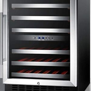 Summit SWC530BLBISTADA 24"" Wine Cooler with 46 Bottle Capacity Digital Thermostat Factory Installed Lock in Stainless Steel