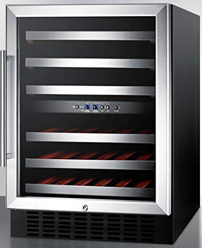 Summit SWC530BLBISTADA 24"" Wine Cooler with 46 Bottle Capacity Digital Thermostat Factory Installed Lock in Stainless Steel