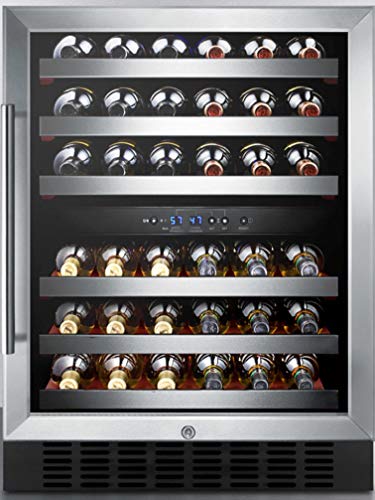 Summit SWC530BLBISTADA 24"" Wine Cooler with 46 Bottle Capacity Digital Thermostat Factory Installed Lock in Stainless Steel