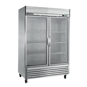 maxx cold mxsr-49gdhc 54″ double glass door reach-in refrigerator in stainless steel with 42.9 cu. ft. storage, bottom mount
