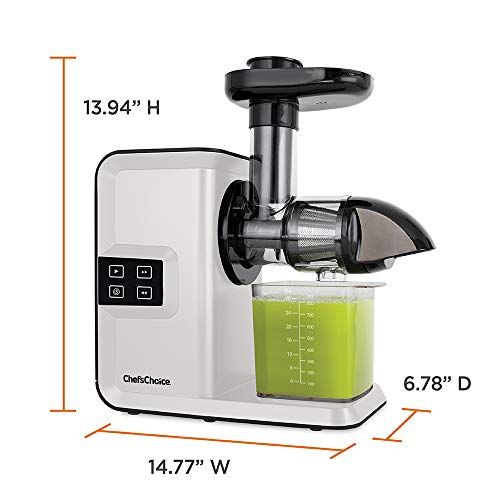 Chef’sChoice Juicer Cold Press Masticating with Quiet Motor Digital Controls Anti-Clog Reverse Function For Juicing Fruits Vegetables and Greens, 150-Watts, White