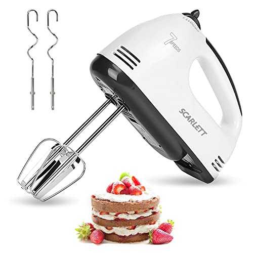 7 Speed Electric Hand Mixer Electric, whisk kitchen food baking, 4 Chrome-plated Steel Accessories for Easy Whipping Easy Whipping Cream Cake Cookies