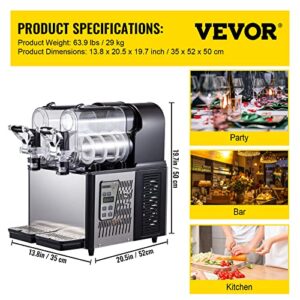 VEVOR Commercial Slushy Machine, 3LX2 Tank Slush Drink Maker, 340W Frozen Drink Machine with Temperature Preservation, Stainless Steel Home Slush Frozen Drink Machine with Automatic Clean, Black