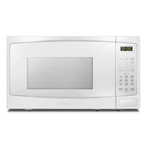 danby dbmw1120bww 1.1 cu.ft. countertop microwave in white – 1000 watts, family size microwave with push button door