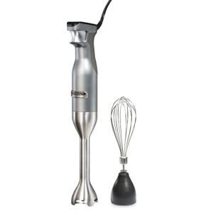 hamilton beach professional electric immersion hand blender with variable speed + whisk, 300 watts, led screen, stainless steel (59750)