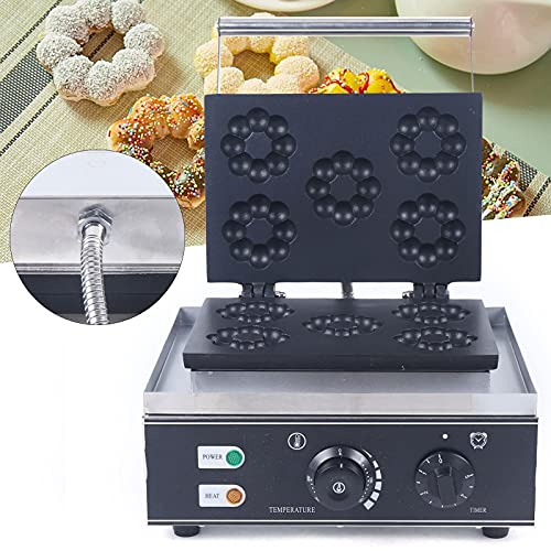 Commercial Non-Stick Waffle Donut Machine Plum Flower 5 Holes Double-Sided 1500W Electric Doughnut Maker For Baking Delicious Donuts