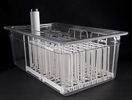 LIPAVI N20X Sous Vide Rack with Anti Float - Adjustable, Collapsible, Ensures even warmin - Polycarbonate with 316L Stainless steel weights - Square L:7.8 W:6.4 H:6.6 inch - Fits LIPAVI C20 Container