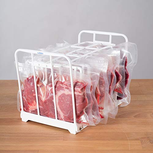 LIPAVI N20X Sous Vide Rack with Anti Float - Adjustable, Collapsible, Ensures even warmin - Polycarbonate with 316L Stainless steel weights - Square L:7.8 W:6.4 H:6.6 inch - Fits LIPAVI C20 Container