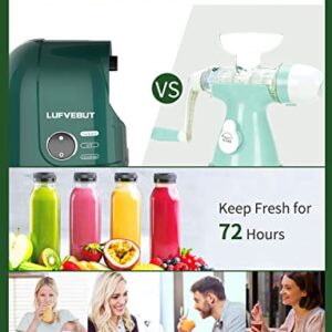 Vegetable Juicers for Celery Wheatgrass Ginger Beets, Fruit Juicer Machines Slow Masticating Juicer Cold Press Juice Extractor Pulp Separated, Quiet Motor, BPA Free, Dishwasher Safe, Easy To Clean