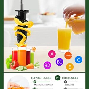 Vegetable Juicers for Celery Wheatgrass Ginger Beets, Fruit Juicer Machines Slow Masticating Juicer Cold Press Juice Extractor Pulp Separated, Quiet Motor, BPA Free, Dishwasher Safe, Easy To Clean