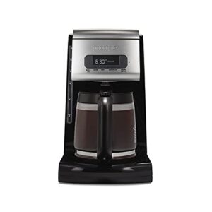 proctor silex frontfill drip coffee maker, digital & programmable, 12 cup glass carafe, black and silver (43687)
