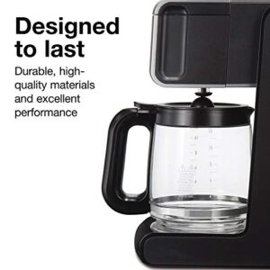 Proctor Silex FrontFill Drip Coffee Maker, Digital & Programmable, 12 Cup Glass Carafe, Black and Silver (43687)