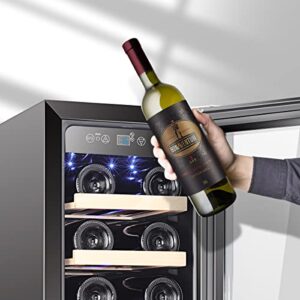 Old Canal VINERIE 18 Bottles Wine Cooler Refridgerators, Freestanding Fridge with QUIET Cooling Technology & Tempered Glass Door, 41F-71.6F Digital Temperature Control