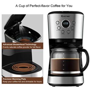 ARLIME 12-Cup Programmable Coffee Maker, 900W Drip Coffee Maker Pot W/LED Display, Brew Strength Control, Anti-Drip System, Warming Plate & Glass Carafe, Keep Warm 2-Hour Brew Coffee Machine, Black