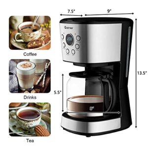 ARLIME 12-Cup Programmable Coffee Maker, 900W Drip Coffee Maker Pot W/LED Display, Brew Strength Control, Anti-Drip System, Warming Plate & Glass Carafe, Keep Warm 2-Hour Brew Coffee Machine, Black