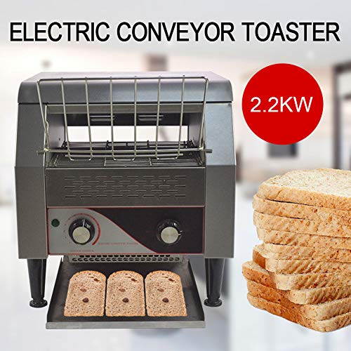 Commercial Conveyor Toaster, 300PCS/Hour 2200W 110V Bulit with Heavy Duty Stainless Steel Toaster for Restaurant Equipment For Bread Bagel Breakfast Food