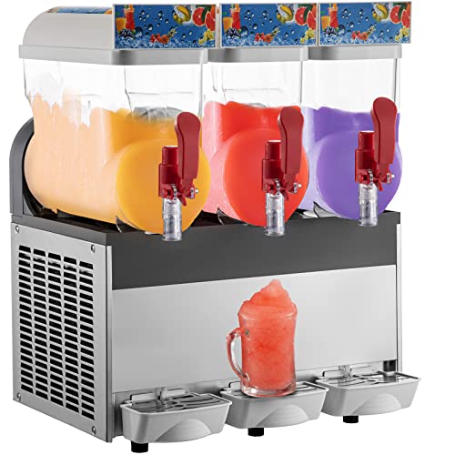 VEVOR Commercial Slushy Machine, 3x15L Margarita Machine, Margarita Slush Frozen Drink Machine, Frozen Drink Maker Food-Grade Tank, Slushie Machine for Cafes Restaurants Bars Home Use