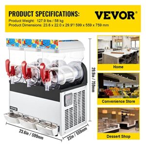 VEVOR Commercial Slushy Machine, 3x15L Margarita Machine, Margarita Slush Frozen Drink Machine, Frozen Drink Maker Food-Grade Tank, Slushie Machine for Cafes Restaurants Bars Home Use