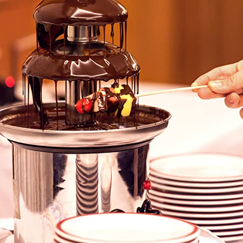 Micnaron Chocolate Fondue Fountain 3 Tiers Electric Melting Chocolate Machine Mini Hot Chocolate Fondue Pot Stainless Steel Heated Basin Chocolate Fountain For Nacho Cheese, BBQ Sauce, Ranch, Liqueurs