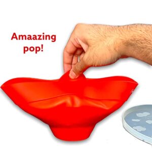 Amaazing Pop Silicone Popcorn Popper Bowl- Microwaveable Design- Non-Toxic BPA Free- Heat Resistant Material- Built in Handles- Environmentally Friendly- Dishwasher Safe- Easy Storage (Red) 8x8x2.25