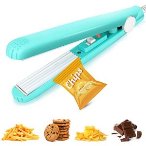 mini chip bag heat sealer, portable food sealer, bag resealer for food storage, handheld sealing machine for candy bag, pet food bag, snack bags, with power cable (no battery needed) – mint