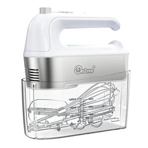 lord eagle hand mixer electric 450w power handheld mixer with turbo, eject button, 5-speed egg beater mixing for dough, egg, cake, 5 accessories (whisk, beaters, dough hooks) in measuring storage case (measuring storage case)
