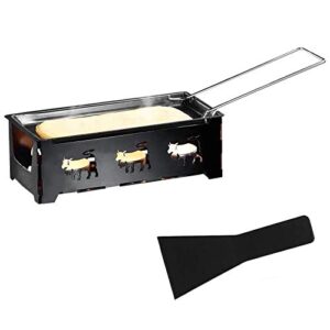 cheese raclette, portable foldable non-stick candlelight raclette pan with spatula barbecue home kitchen grilling tool