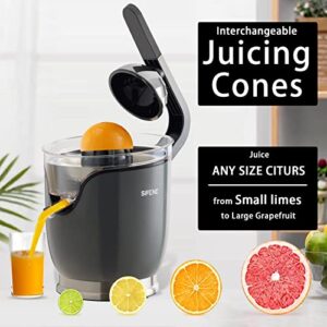 SiFENE Electric Citrus Juicer Machine Extractor, Stainless Steel Orange Juicer,2 cones for Lemons, Limes, Oranges,Grapefruit,with Soft Grip Handle and 150W motor, Easy to Clean, Anti-drip Spout