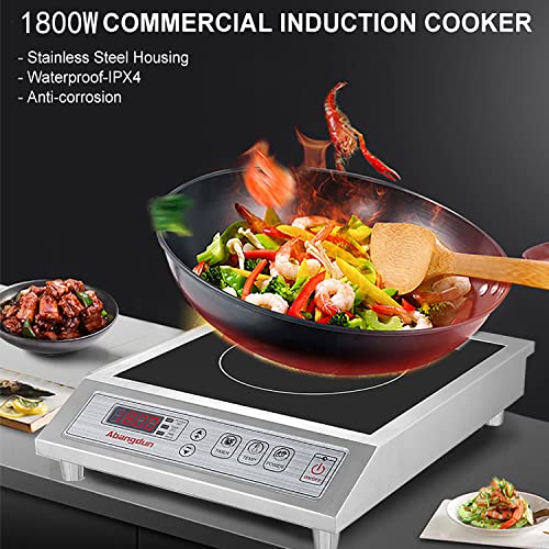 1800W/120V Commercial Range Countertop Burners Commercial Induction Cooktop Hot Plate Portable Electric Stove for Cooking Abangdun