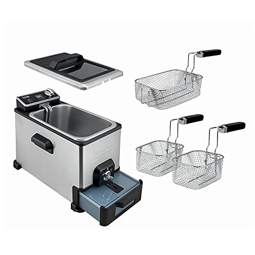 Kalorik Pro 4.2 Quart Triple-Basket Deep Fryer with Oil Filtration