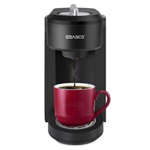 EZBASICS Single Serve Coffee Maker Coffee Brewer Compatible with Pod and Ground Coffee 4 to 10 Oz. Brew Sizes Fast Brewing Silver