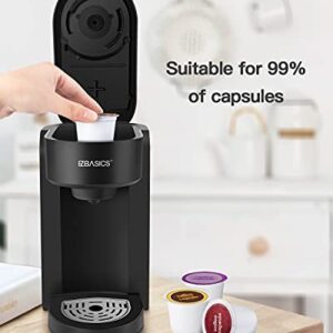 EZBASICS Single Serve Coffee Maker Coffee Brewer Compatible with Pod and Ground Coffee 4 to 10 Oz. Brew Sizes Fast Brewing Silver