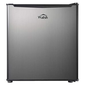 walsh wsr17s5 compact refrigerator, 1.7 cu.ft single door fridge, adjustable mechanical thermostat with chiller, reversible doors, stainless steel look