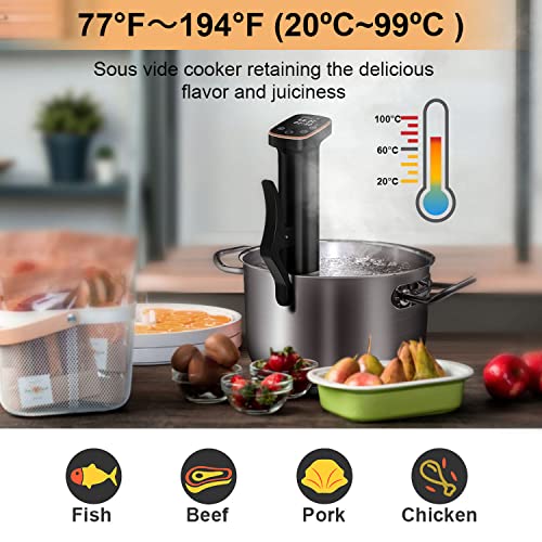 Upesitom Sous Vide Cooker, 1100W Sous Vide Precision Machine, IPX7 Waterproof Immersion Circulator with Temperature Control, Digital Timer, Low Noise & Fast Heating