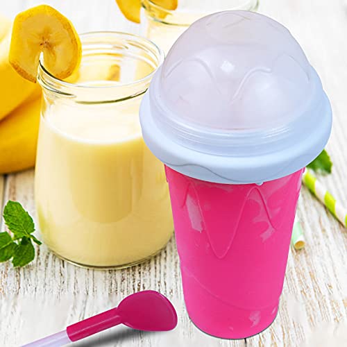 Slushy Maker Cup Squeeze Cup Slushy Maker Frozen Squeeze Cup Homemade Smoothie Cup Ice Cream Maker for Cola or Juice (Red + Blue)