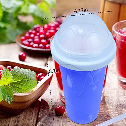 Slushy Maker Cup Squeeze Cup Slushy Maker Frozen Squeeze Cup Homemade Smoothie Cup Ice Cream Maker for Cola or Juice (Red + Blue)